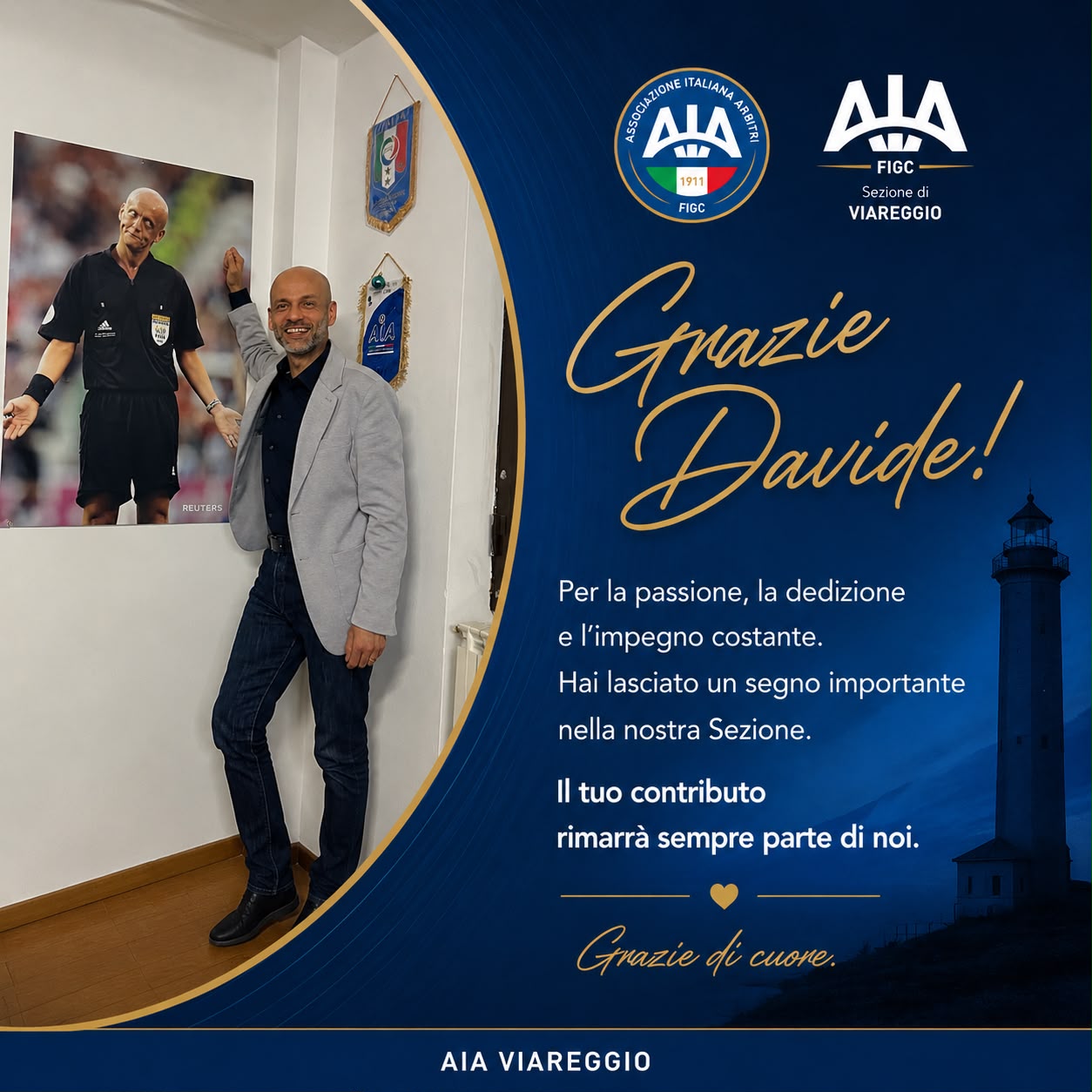 Davide Bonfiglio lascia la presidenza della Sezione AIA di Viareggio